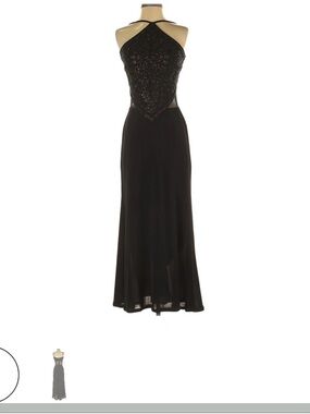 Tadashi Shoji Black Halter Neck Beaded Maxi Dress